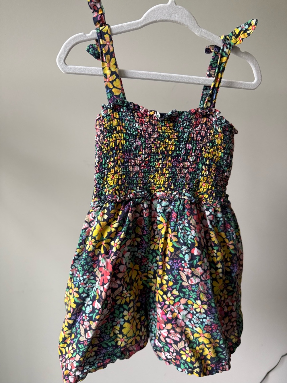 GAP Floral Smocked Romper in Yellow, Pink, Green & Blue